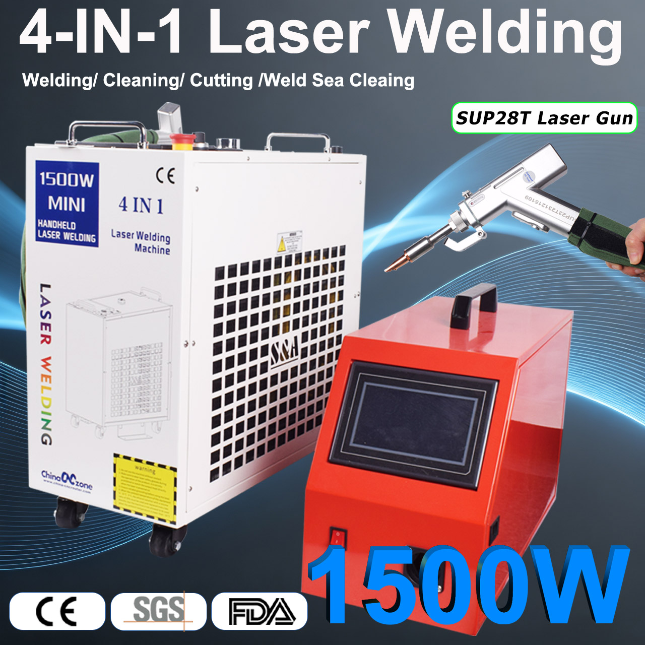 Laser Soldering Machine Handheld - 1500W Fiber Laser Welding Machine 4-IN-1